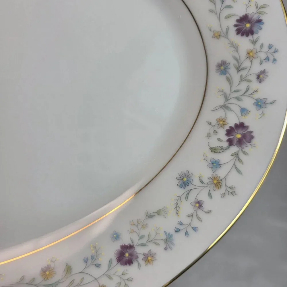 Noritake Longwood #2485 12 Inch Serving Platter Purple, Blue & Yellow Flowers